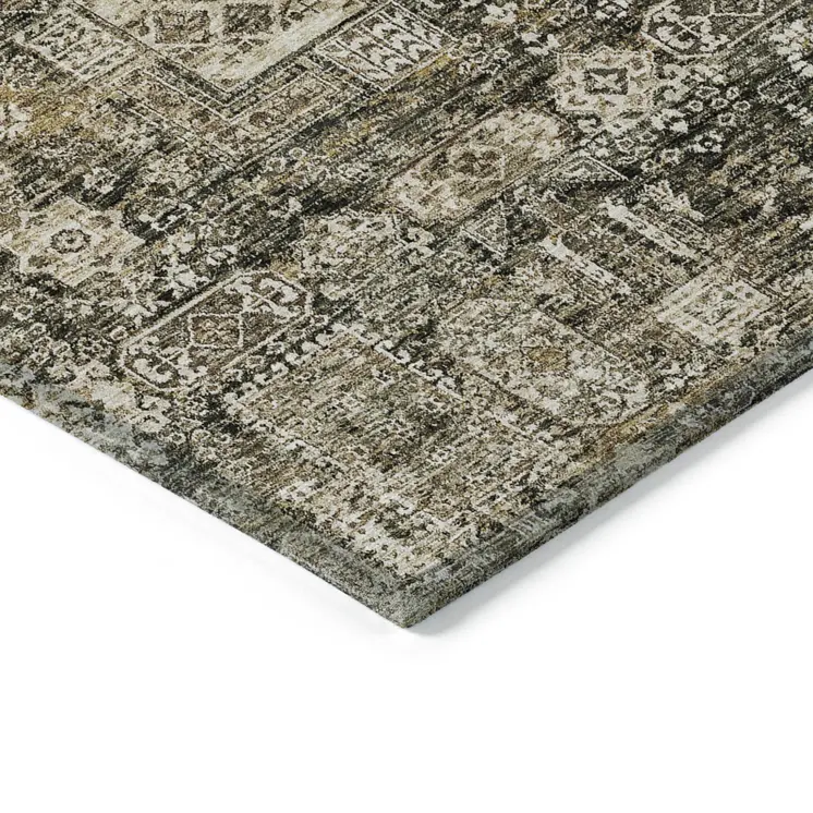 8' X 10' Coffee And Beige Oriental Washable Indoor Outdoor Area Rug