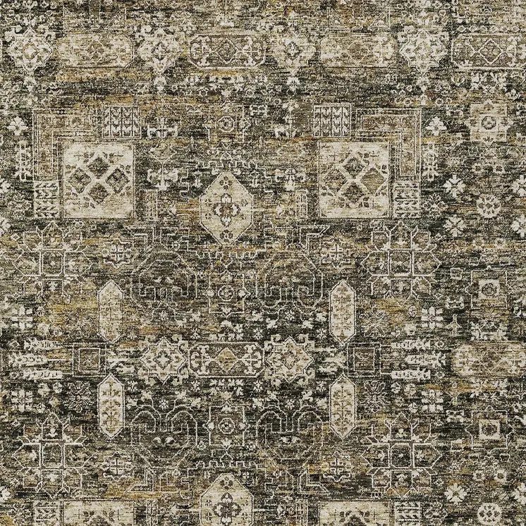 8' X 10' Coffee And Beige Oriental Washable Indoor Outdoor Area Rug