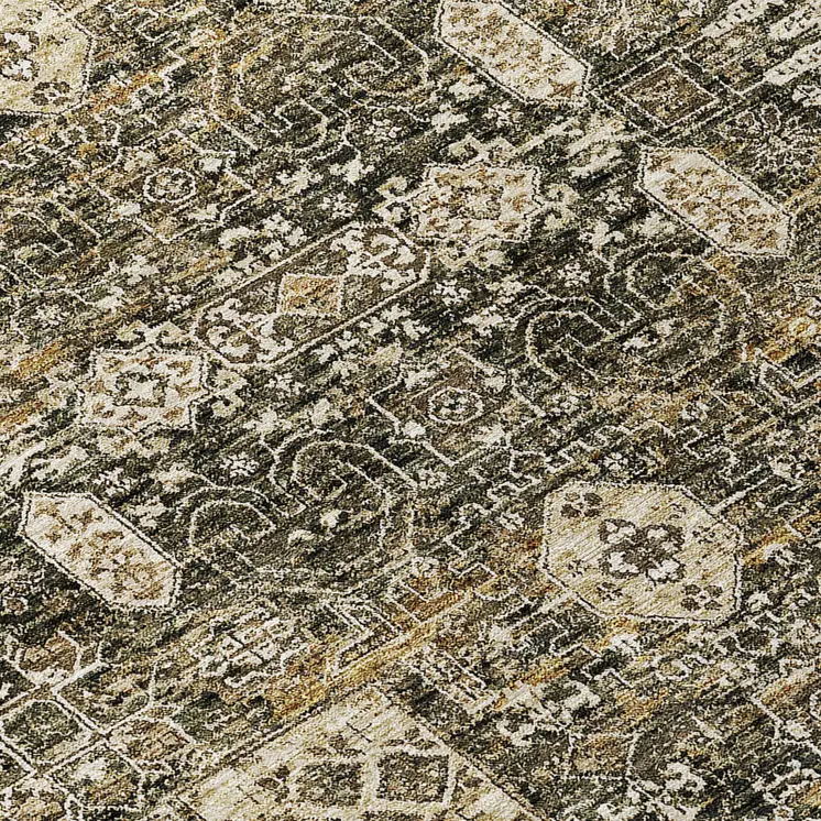 8' X 10' Coffee And Beige Oriental Washable Indoor Outdoor Area Rug