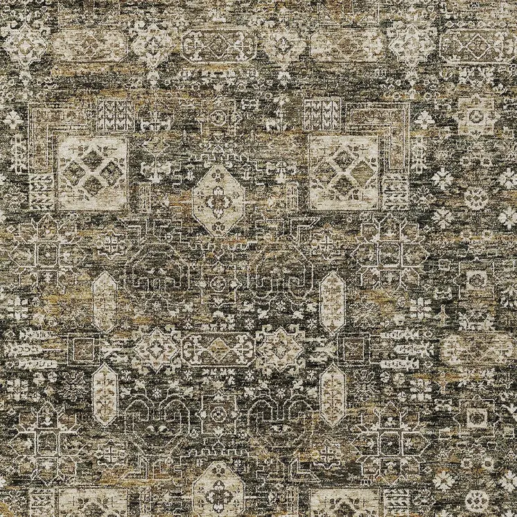 10' X 14' Coffee And Beige Oriental Washable Indoor Outdoor Area Rug