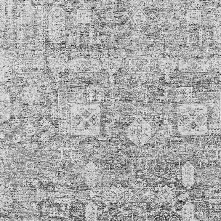 3' X 5' Gray Silver And Charcoal Oriental Washable Indoor Outdoor Area Rug