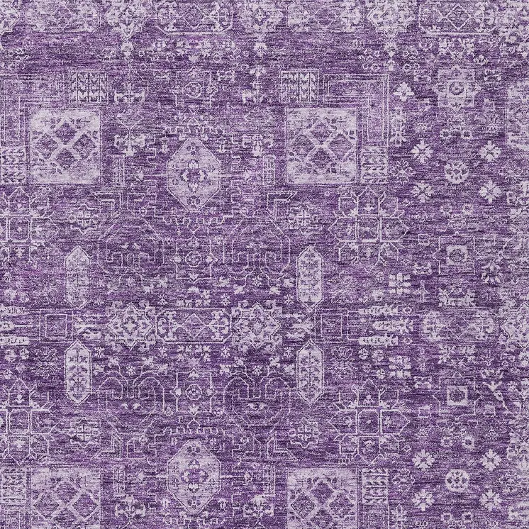 8' X 10' Purple Lilac And Lavender Oriental Washable Indoor Outdoor Area Rug