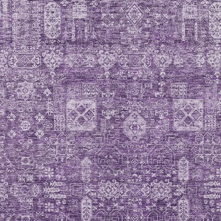 9' X 12' Purple Lilac And Lavender Oriental Washable Indoor Outdoor Area Rug