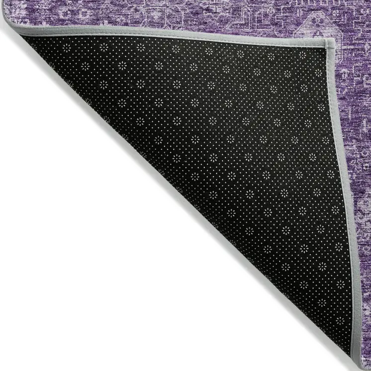 10' X 14' Purple Lilac And Lavender Oriental Washable Indoor Outdoor Area Rug