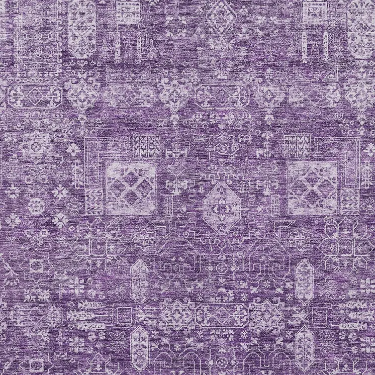 10' X 14' Purple Lilac And Lavender Oriental Washable Indoor Outdoor Area Rug