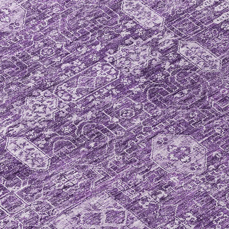 10' X 14' Purple Lilac And Lavender Oriental Washable Indoor Outdoor Area Rug