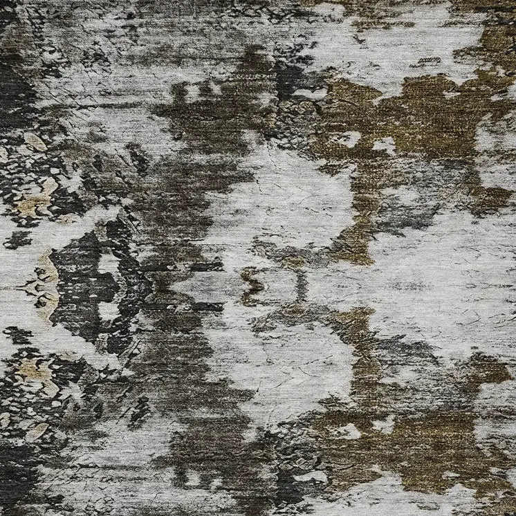 9' X 12' Taupe Brown And Gold Abstract Washable Indoor Outdoor Area Rug