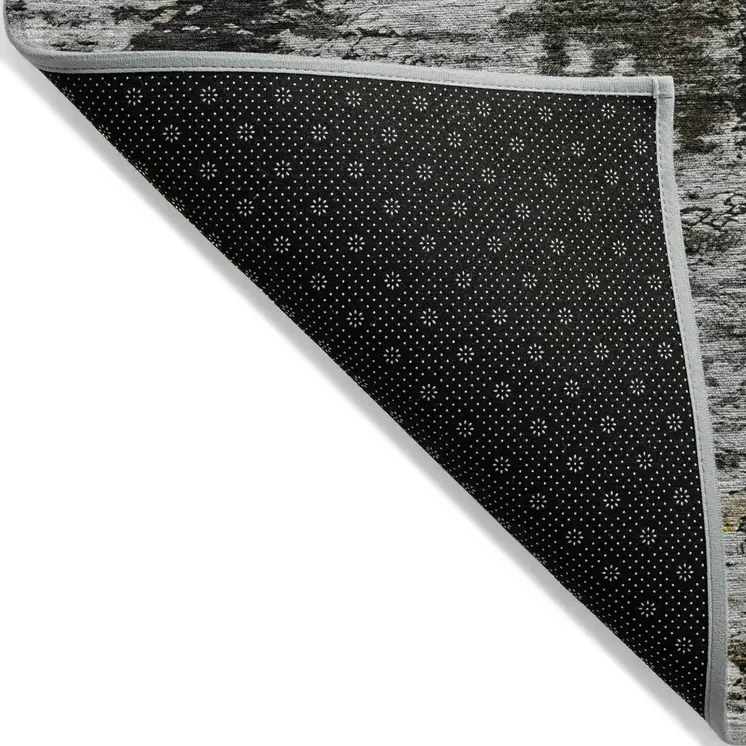 10' X 14' Taupe Brown And Gold Abstract Washable Indoor Outdoor Area Rug