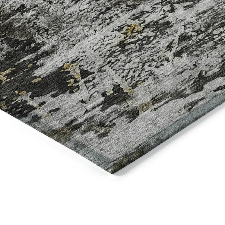10' X 14' Taupe Brown And Gold Abstract Washable Indoor Outdoor Area Rug