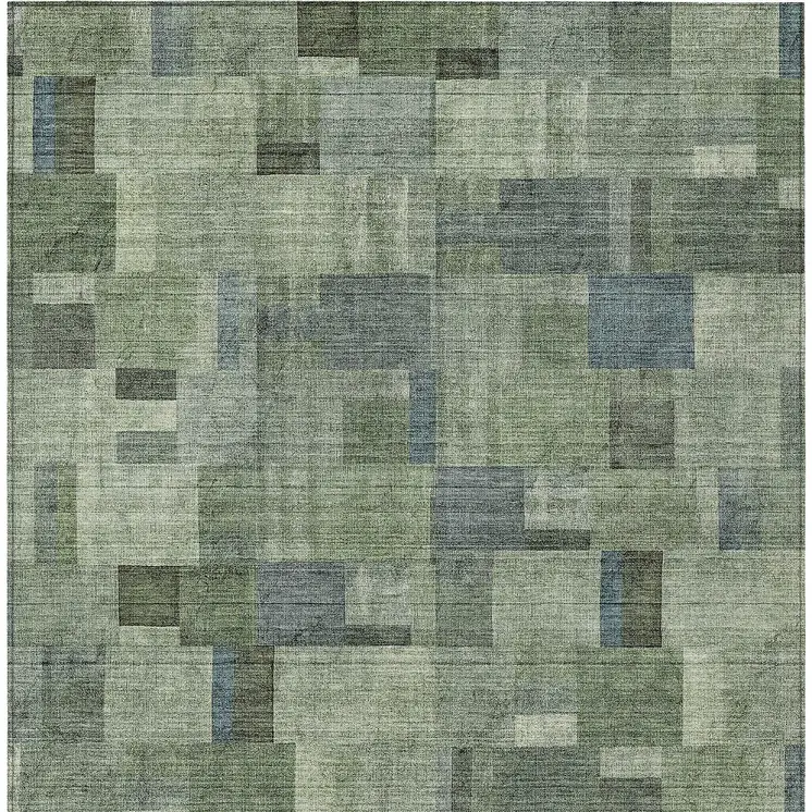 3' X 5' Green And Mint Green Geometric Washable Indoor Outdoor Area Rug