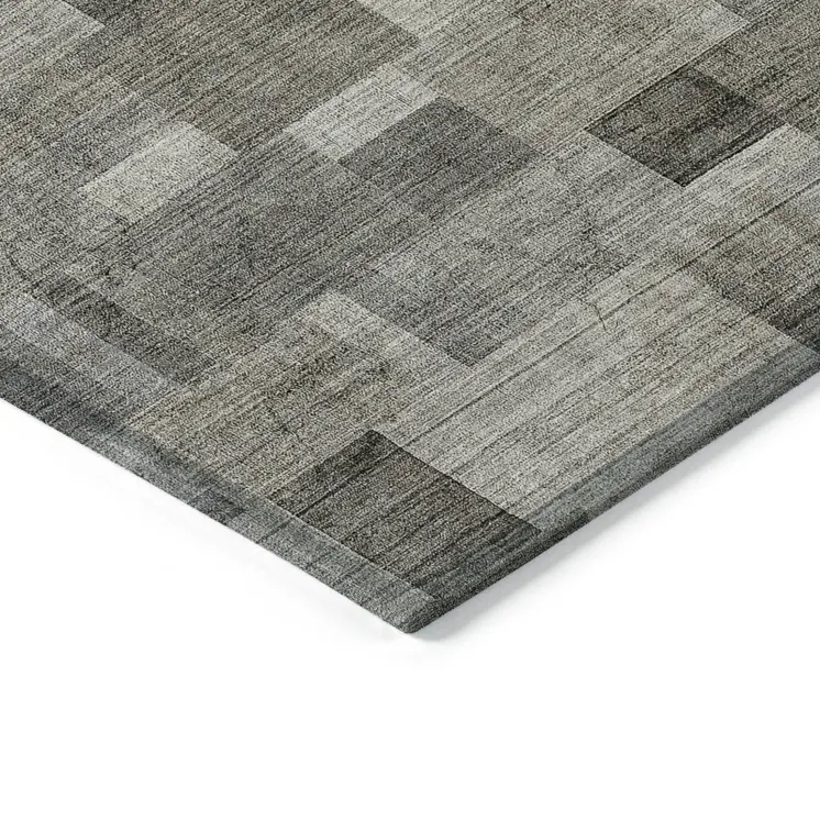 9' X 12' Taupe Beige And Gray Geometric Washable Indoor Outdoor Area Rug