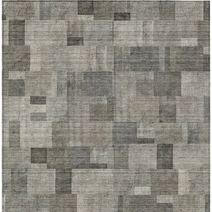 9' X 12' Taupe Beige And Gray Geometric Washable Indoor Outdoor Area Rug