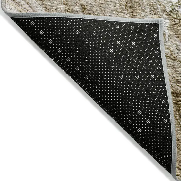 3' X 5' Brown Tan And Beige Abstract Washable Indoor Outdoor Area Rug