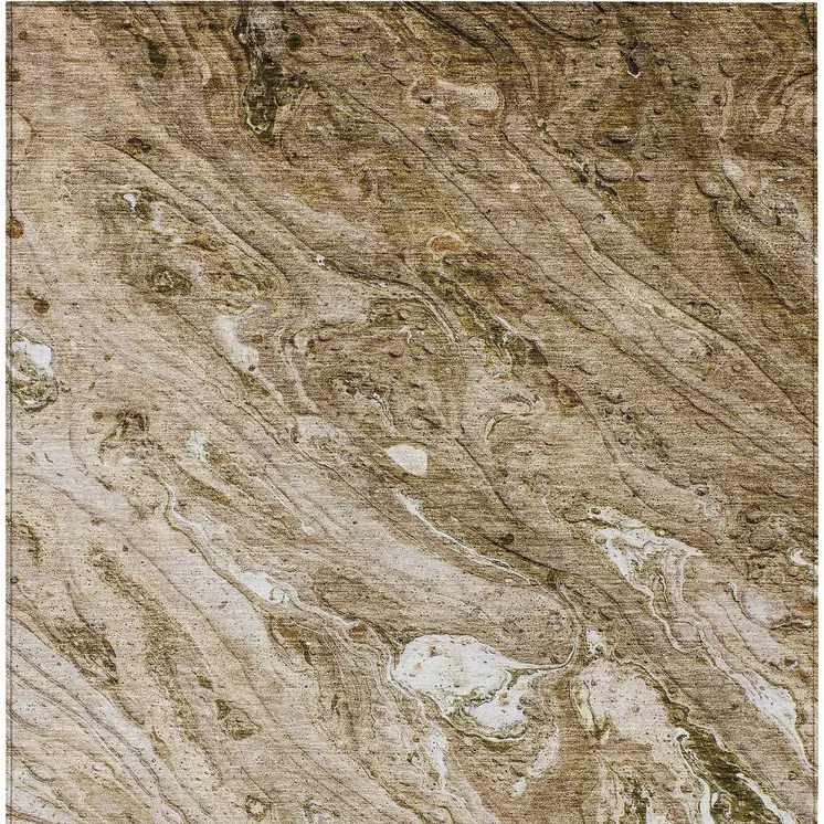 10' X 14' Brown Tan And Beige Abstract Washable Indoor Outdoor Area Rug