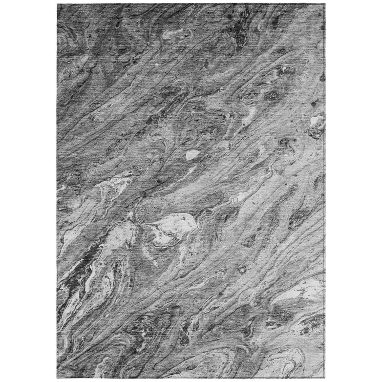 10' X 14' Gray Silver And Charcoal Abstract Washable Indoor Outdoor Area Rug