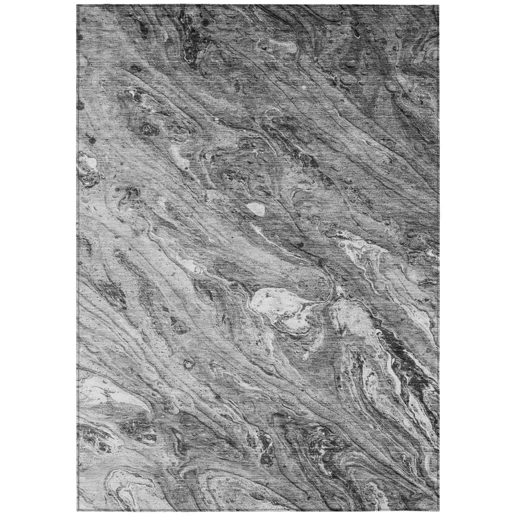 10' X 14' Gray Silver And Charcoal Abstract Washable Indoor Outdoor Area Rug