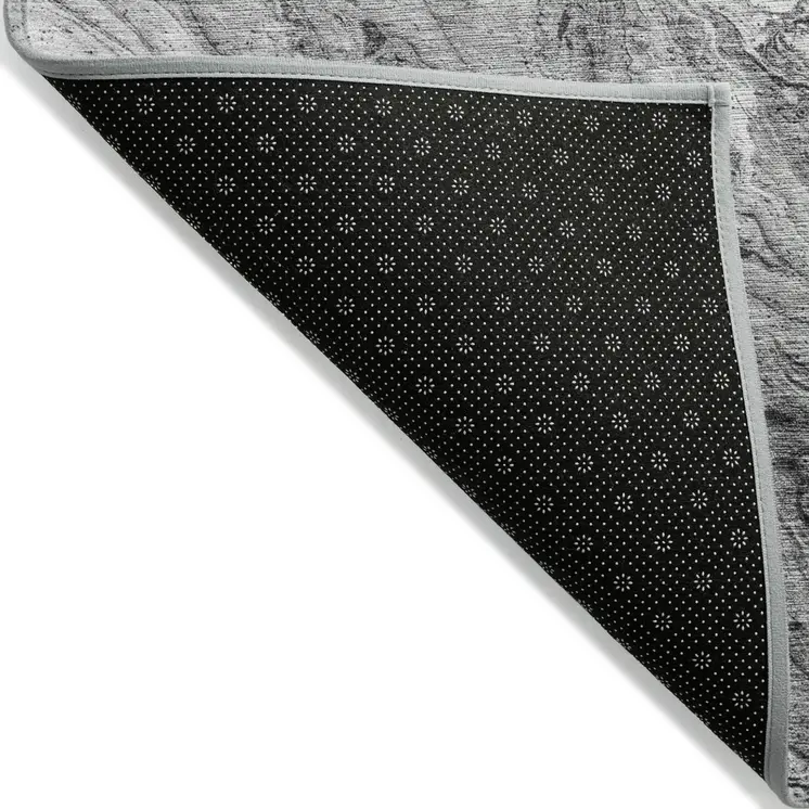 10' X 14' Gray Silver And Charcoal Abstract Washable Indoor Outdoor Area Rug