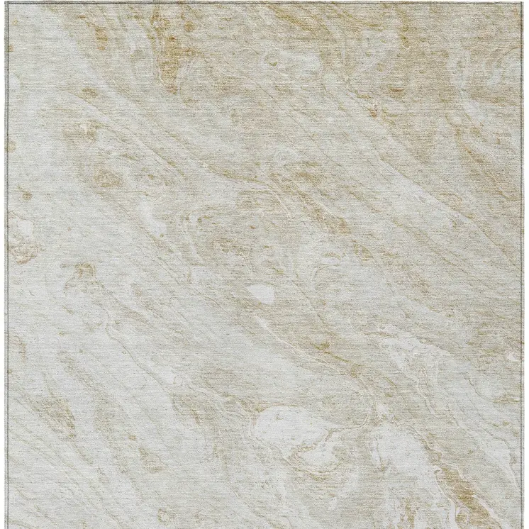 9' X 12' Ivory Beige And Tan Abstract Washable Indoor Outdoor Area Rug
