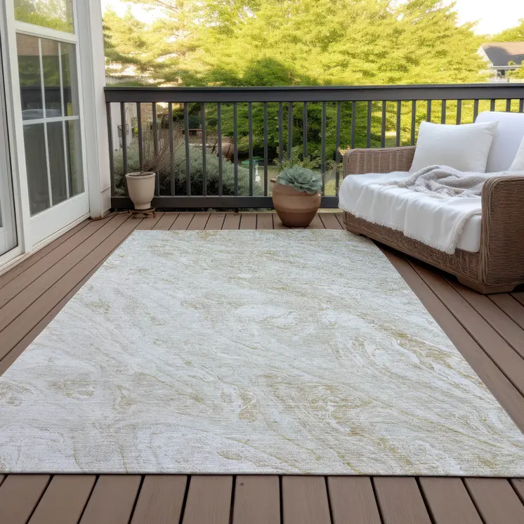 9' X 12' Ivory Beige And Tan Abstract Washable Indoor Outdoor Area Rug