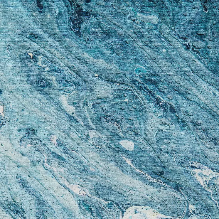 3' X 5' Sky Blue And Navy Blue Abstract Washable Indoor Outdoor Area Rug