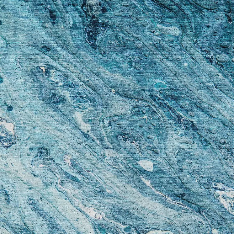10' X 14' Sky Blue And Navy Blue Abstract Washable Indoor Outdoor Area Rug