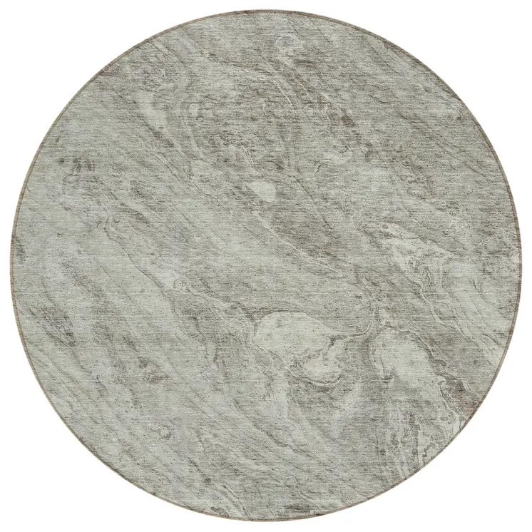 8' Taupe Beige And Tan Round Abstract Washable Indoor Outdoor Area Rug
