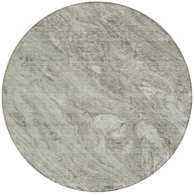 8' Taupe Beige And Tan Round Abstract Washable Indoor Outdoor Area Rug