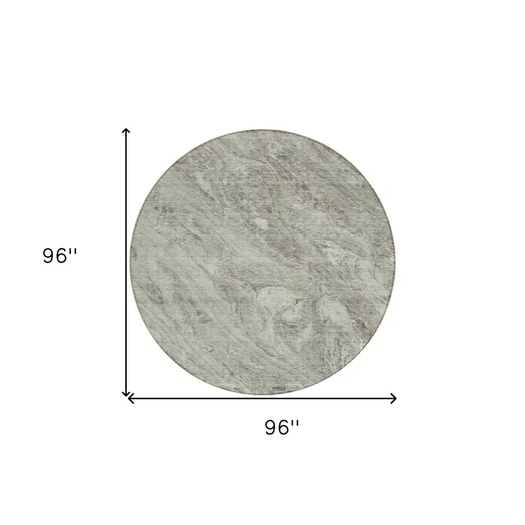 8' Taupe Beige And Tan Round Abstract Washable Indoor Outdoor Area Rug