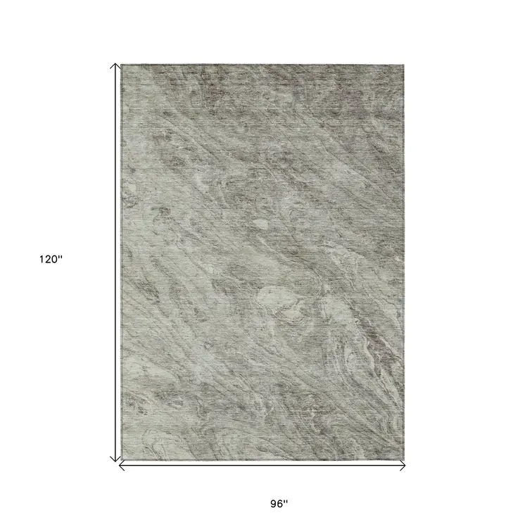 8' X 10' Taupe Beige And Tan Abstract Washable Indoor Outdoor Area Rug