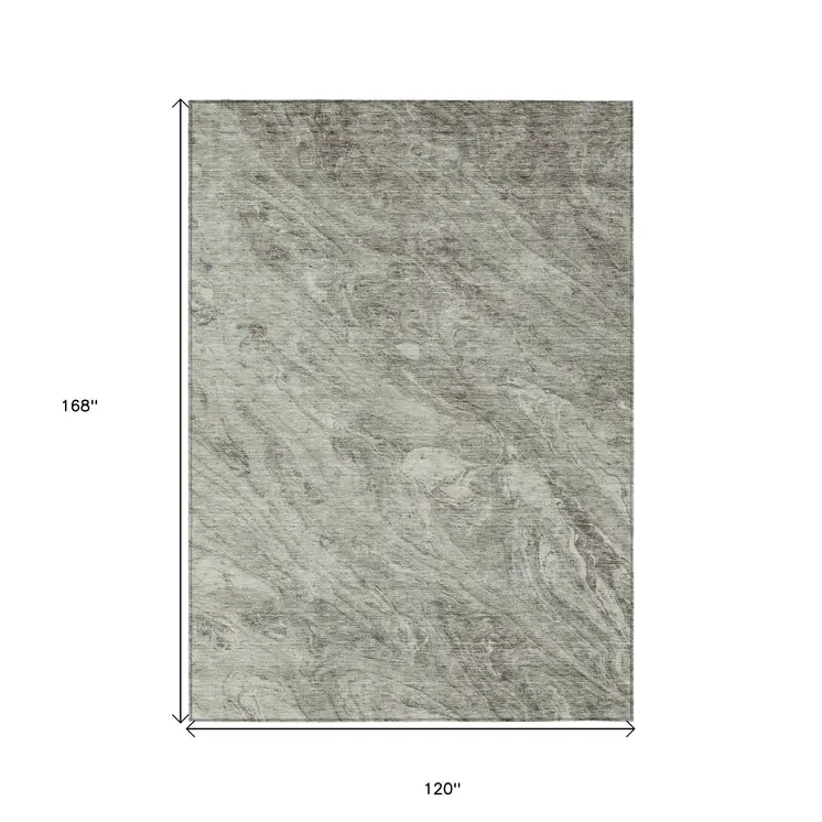 10' X 14' Taupe Beige And Tan Abstract Washable Indoor Outdoor Area Rug