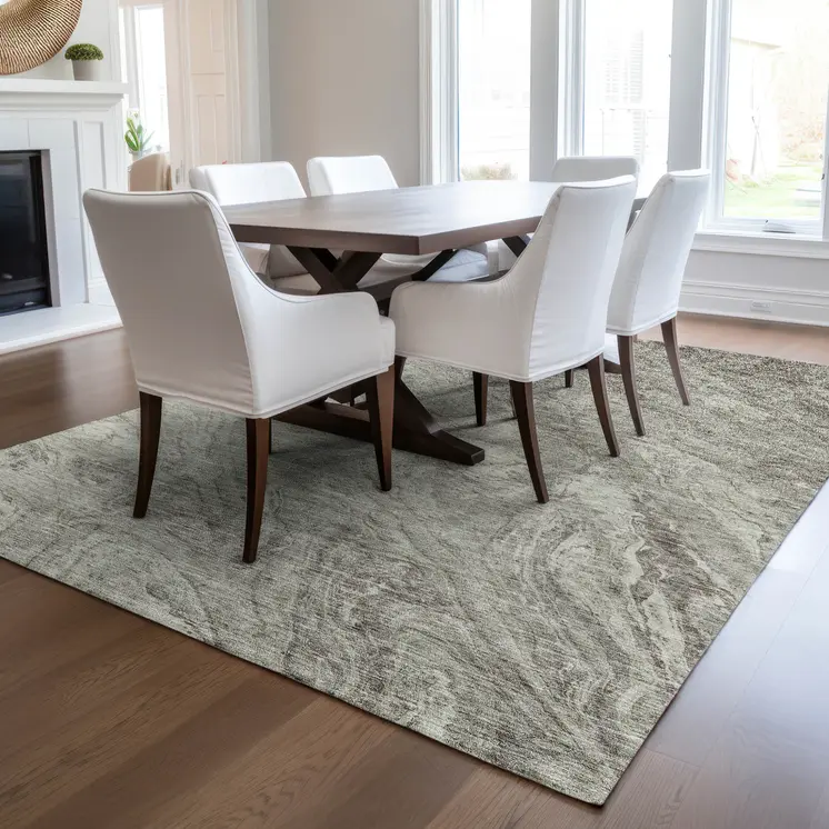 10' X 14' Taupe Beige And Tan Abstract Washable Indoor Outdoor Area Rug