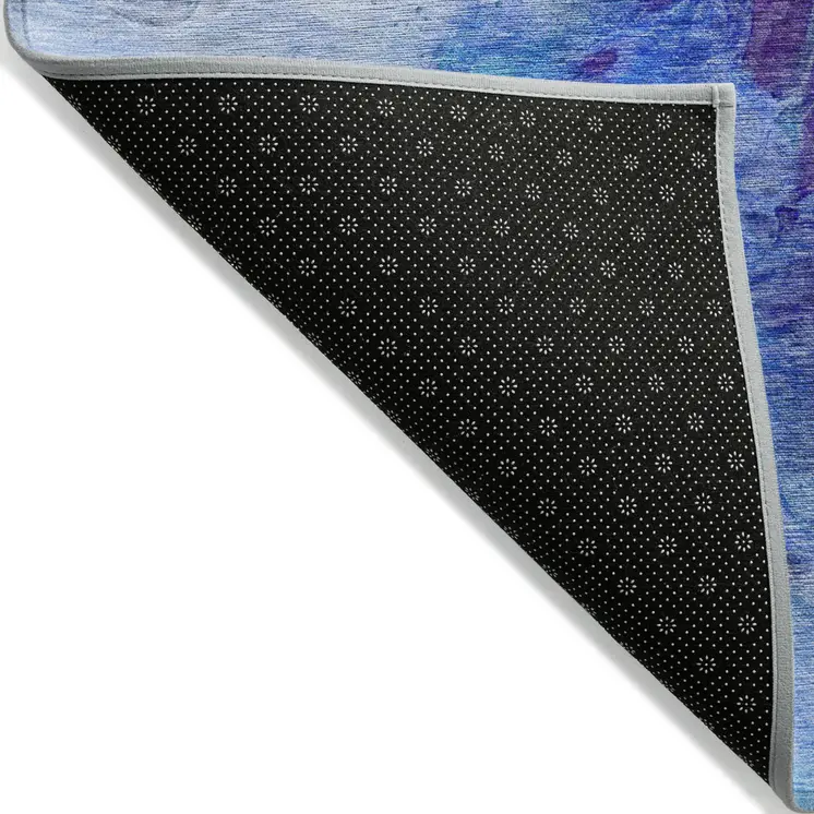 3' X 5' Purple And Navy Blue Abstract Washable Indoor Outdoor Area Rug