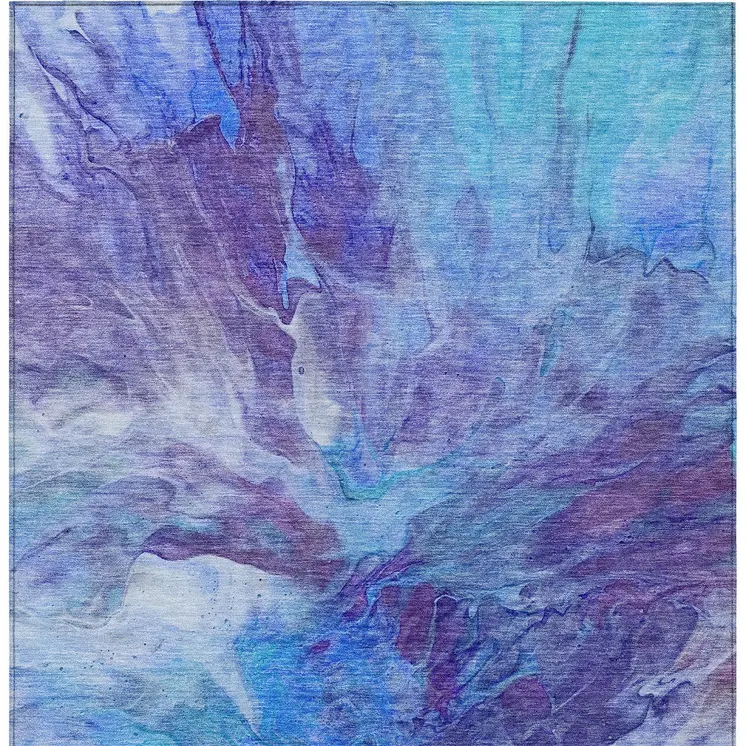 10' X 14' Purple And Navy Blue Abstract Washable Indoor Outdoor Area Rug