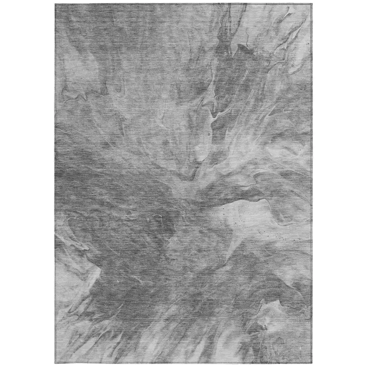 9' X 12' Gray Silver And Charcoal Abstract Washable Indoor Outdoor Area Rug