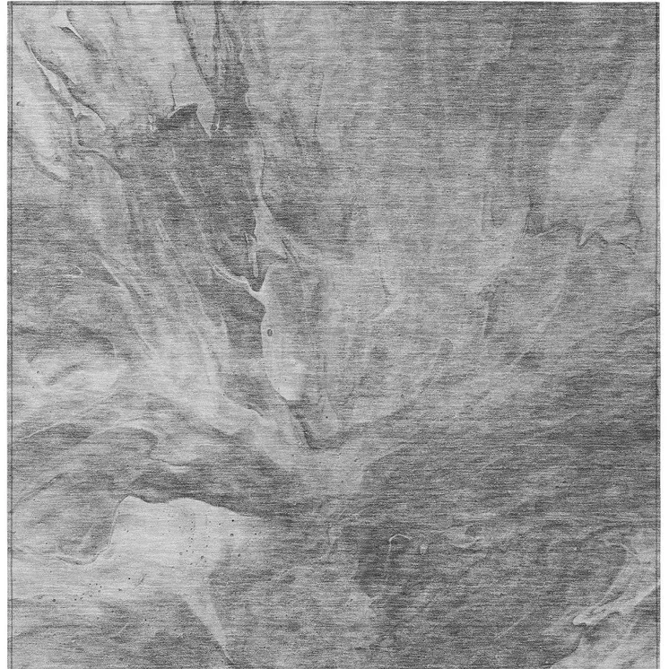 9' X 12' Gray Silver And Charcoal Abstract Washable Indoor Outdoor Area Rug