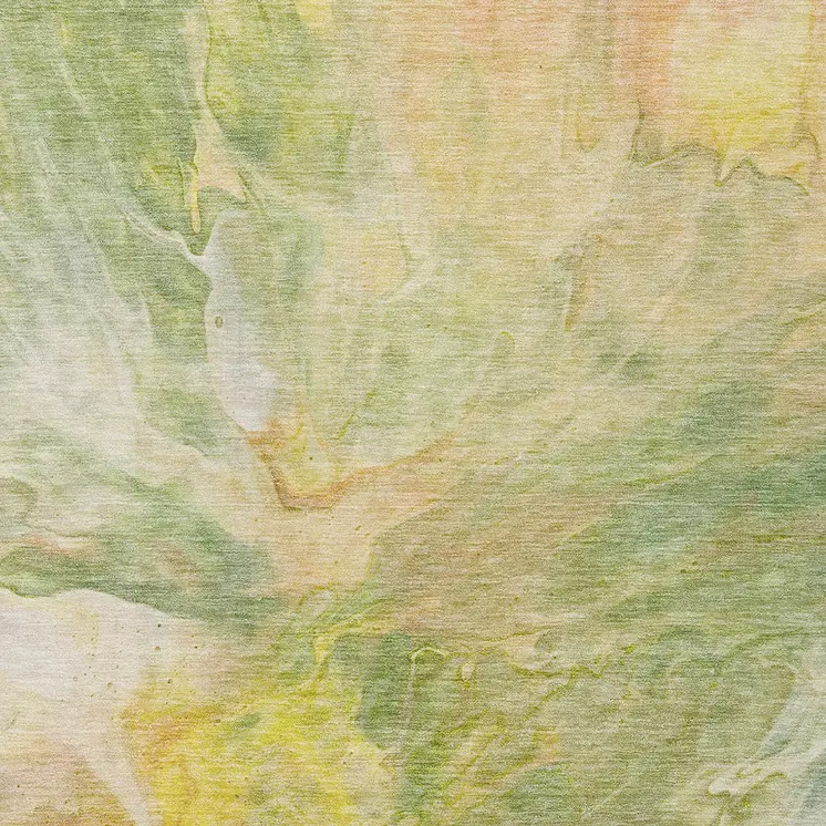 5' X 8' Green And Yellow Abstract Washable Indoor Outdoor Area Rug