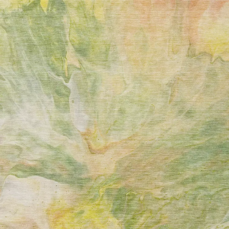 9' X 12' Green And Yellow Abstract Washable Indoor Outdoor Area Rug