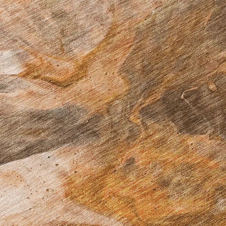 8' Orange Copper And Terra Cotta Round Abstract Washable Indoor Outdoor Area Rug