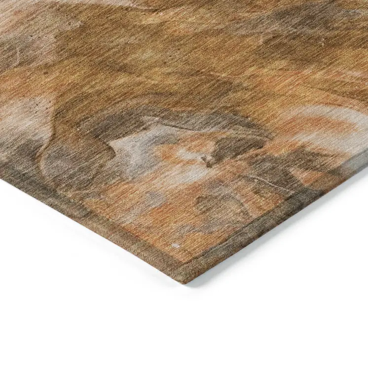 10' X 14' Orange Copper And Terra Cotta Abstract Washable Indoor Outdoor Area Rug