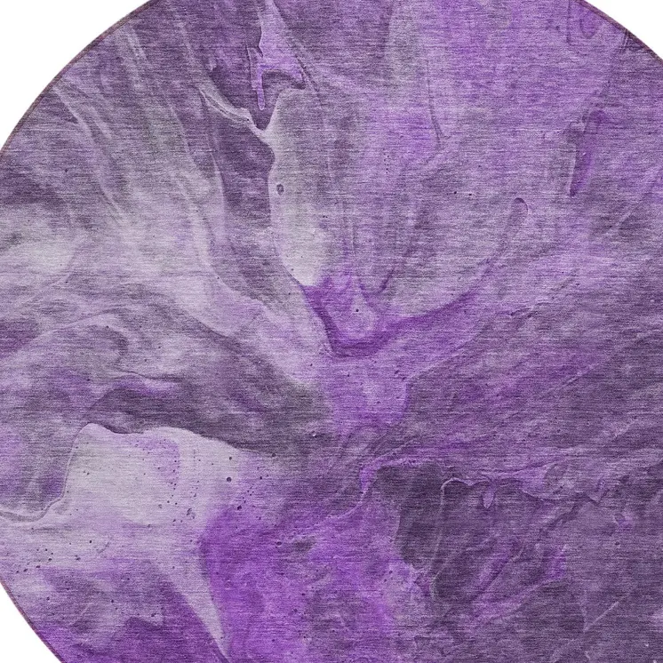8' Purple Lilac And Eggplant Round Abstract Washable Indoor Outdoor Area Rug