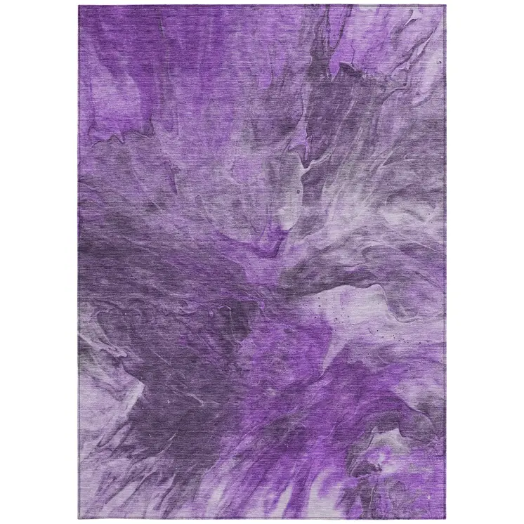 8' X 10' Purple Lilac And Eggplant Abstract Washable Indoor Outdoor Area Rug
