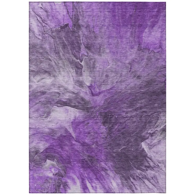 8' X 10' Purple Lilac And Eggplant Abstract Washable Indoor Outdoor Area Rug