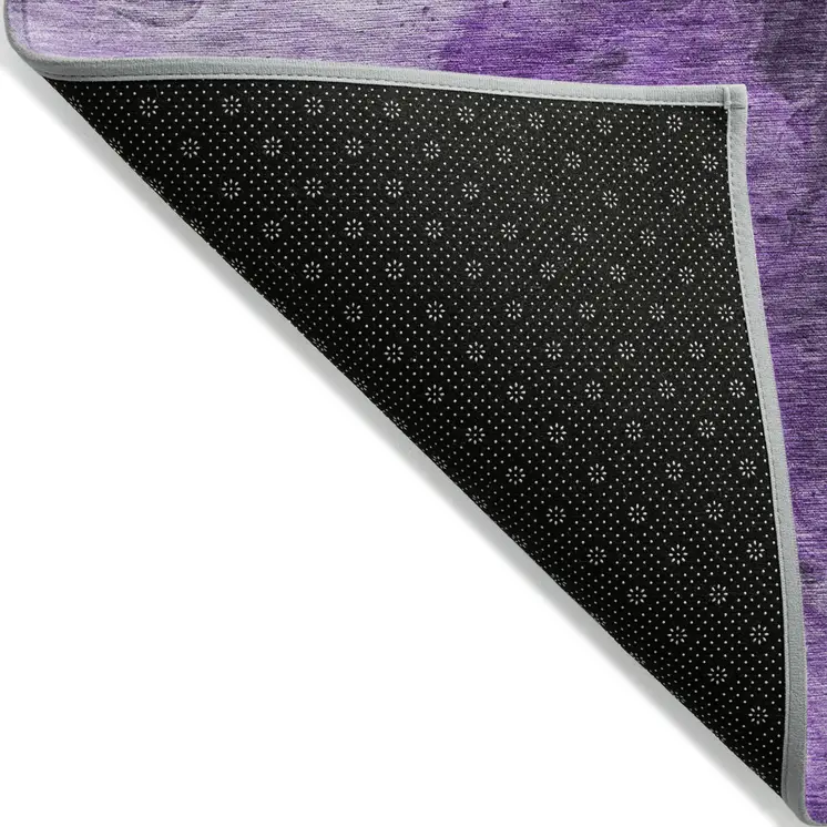 8' X 10' Purple Lilac And Eggplant Abstract Washable Indoor Outdoor Area Rug