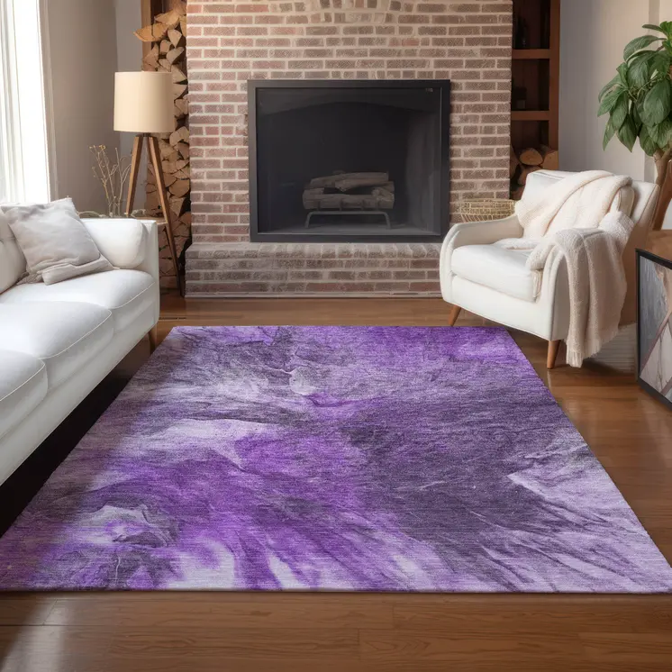 8' X 10' Purple Lilac And Eggplant Abstract Washable Indoor Outdoor Area Rug