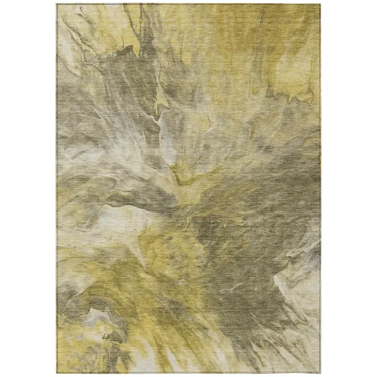 5' X 8' Taupe Beige And Ivory Abstract Washable Indoor Outdoor Area Rug