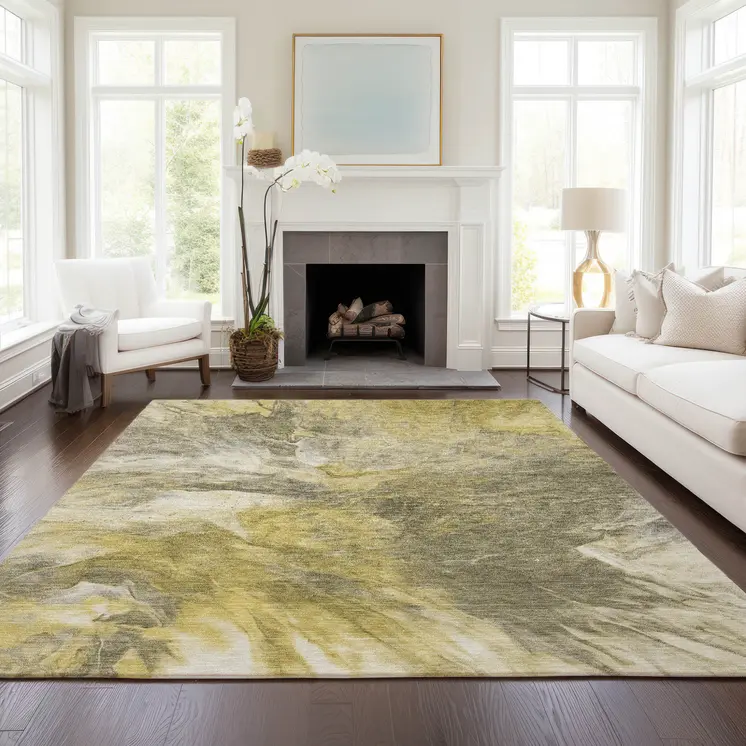 5' X 8' Taupe Beige And Ivory Abstract Washable Indoor Outdoor Area Rug