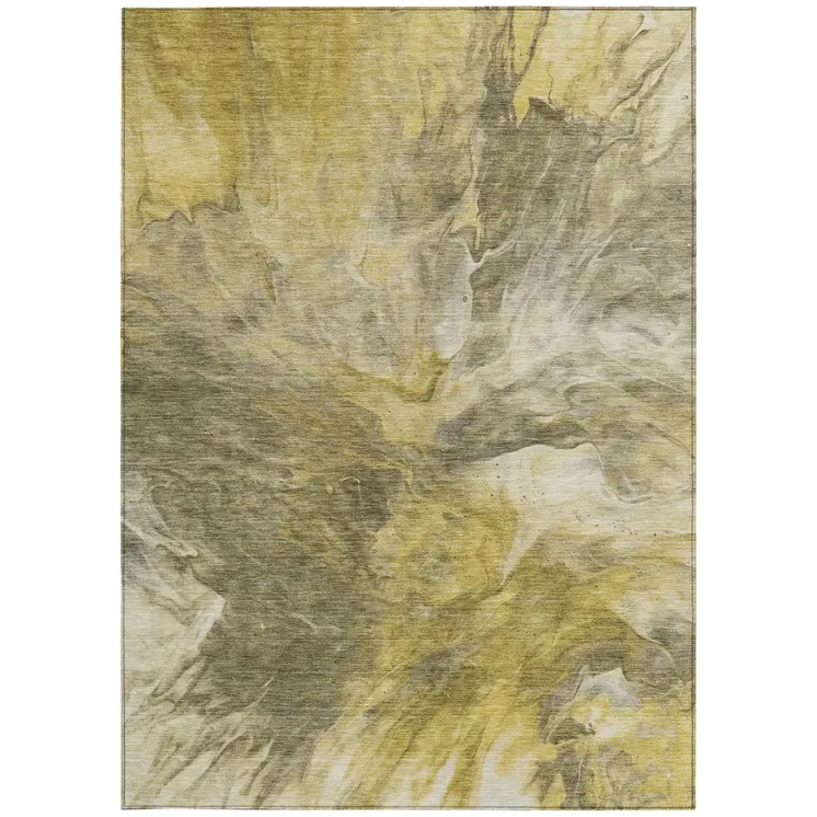 8' X 10' Taupe Beige And Ivory Abstract Washable Indoor Outdoor Area Rug