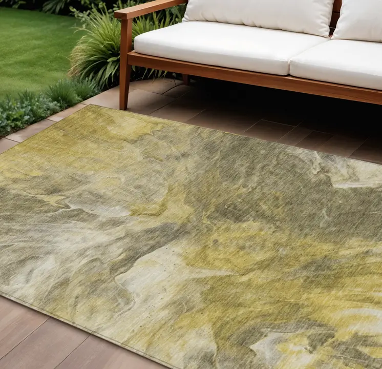 8' X 10' Taupe Beige And Ivory Abstract Washable Indoor Outdoor Area Rug