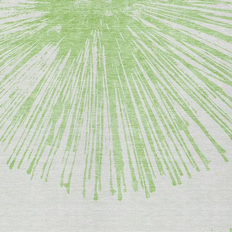 5' X 8' Artichoke Green And Ivory Abstract Washable Indoor Outdoor Area Rug