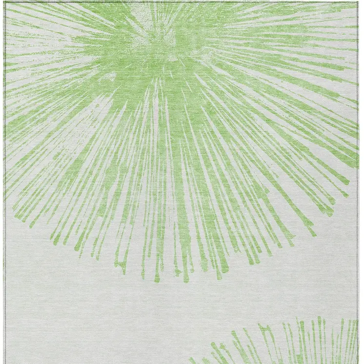 8' X 10' Artichoke Green And Ivory Abstract Washable Indoor Outdoor Area Rug